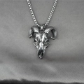 Vintage-Halskette mit Bullenschädel-Anhänger aus antikem Silber-Edelstahl für Herren - Anhänger Mit Kette Wie Abgebildet