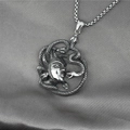 Street style Medusa snake head pendant necklace in silver stainless steel finish - Pendant + Matching Chain