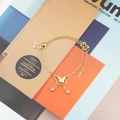 Bracciale a doppio strato dorato con farfalla e ciondolo a stella in stile coreano - Oro