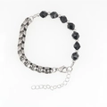 Bracciale minimalista in acciaio al titanio con catena e pietre nere sfaccettate per uomo e donna - Pietra Nera Giuntata