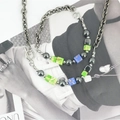 Set gioielli retrò hip hop con collana e bracciale in acciaio al titanio color argento - Set Collana e Bracciale
