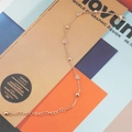 Elegante roségouden hart- en kralenenkelband van gepolijst titaniumstaal met verstelketting - Roségoud