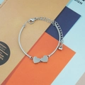 Bracciale alla moda in argento con doppio cuore intrecciato e chiusura a moschettone regolabile - Color Acciaio