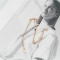 Elegantes, rosévergoldetes zweilagiges Herz-Charm-Armband mit runden Perlen und Verschluss - Roségold