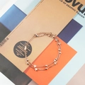 Bracciale a doppio strato in acciaio inossidabile oro rosa con ciondoli a stella e sfere - Oro rosa