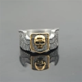 Anello punk vintage da uomo in acciaio argento e oro con trama ad ali dettagliata - US 8 / Oro Argento Antico