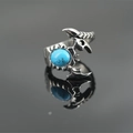 Vintage stainless steel scorpion ring featuring an antique silver finish and turquoise stone - US 7 / Turquoise Tone Rhinestone
