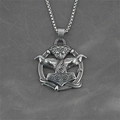 Vintage-Edelstahl-Mjölnir-Anhänger mit Odins Raben und nordischen Mustern für Herren - Anhänger + Passende Kette