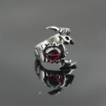 Vintage scorpion titanium steel ring with an oval dark red gemstone and punk finish - US 7 / Red Rhinestone