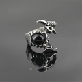 Vintage scorpion ring in silver steel finish with black oval gemstone inlay - US 7 / Black Rhinestone