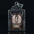 Silver stainless steel rectangular Thangka pendant necklace featuring Thousand-Hand Guanyin art - Avalokitesvara (Rat) / Pendant Only (Without Chain) / Silver