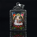 Silver Buddha pendant necklace featuring Samantabhadra bodhisattva on a black background - Samantabhadra (Dragon Snake) / Pendant Only (Without Chain) / Silver