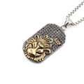 Collier zodiaque Lion avec tête de lion dorée et strass noirs sur pendentif argenté - Lion (Pendentif Seul/Sans Chaîne)