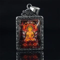 Vintage silver Thangka pendant necklace with Manjusri Buddha portrait for men - Amitabha (Dog Pig) / Pendant Only (Without Chain) / Silver
