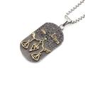 Collier pendentif signe Balance rétro en acier titane noir avec détails dorés élégants - Balance (Pendentif Seul/Sans Chaîne)