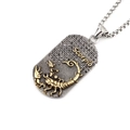 Collier avec pendentif Scorpion en argent avec pierres noires et relief doré - Scorpion (Pendentif Seul/Sans Chaîne)