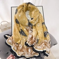 Écharpe bohème à motif cachemire en mélange coton-lin jaune gingembre pour femme - 180*85CM / Jaune (LM366-2)