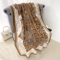 Châle tendance à motif cachemire en maille contrastée marron et crème pour femme - 180*85CM / Café (LM366-3)