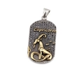 Pendentif Capricorne en argent vintage et or pour homme avec relief détaillé - Capricorne (Pendentif Seul/Sans Chaîne)