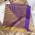 Fashionable purple and gold herringbone square scarf on khaki shirt and magazine - 68cmx68cm / Turmeric