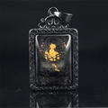 Vintage black framed Buddhist deity pendant necklace in durable titanium steel - Manjushri (Rabbit) / Pendant Only (Without Chain) / Black