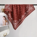Deep burgundy paisley and star pattern square silk scarf for elegant styling - Square Style / Red