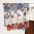 Écharpe élégante en soie aux motifs floraux géométriques bleu marine et orange - 180cm*85cm / Bleu