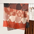 Foulard élégant en soie aux motifs géométriques rouge et orange de style rétro - 180cm*85cm / Rose Orangé