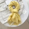 Soft cashmere-like knit scarf in mustard yellow with classic tassel trim detail - 65*200cm / Bright yellow
