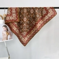 Carré de soie style bohème avec imprimé floral vintage en marron foncé pour femme - 68cmx68cm / Paisley Café Foncé (68RZW146-1)