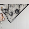 Silk-like linen scarf with astronomical moon phase prints and French month detailing - 68x68cm / White