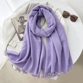 Soft purple faux cashmere scarf for women with thick tassels and knit texture - 65*200cm / Light Purple