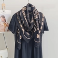 Luxurious geometric chain print square scarf in black and gold for women - Yellow (130CX108-3) / 130x130cm