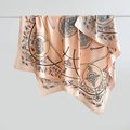 Elegant apricot silk scarf with vintage chain patterns and floral prints for women - 130cmx130cm / Light Orange Red