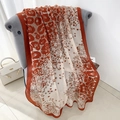 Retro leopard print cotton linen shawl for sun protection and indoor air conditioning use - 180x85cm / Red