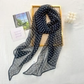 Elegante cinta para el pelo retro de gasa negra con estampado de lunares clásicos - Estilo de Lunares (XFPD4-1) / Negro