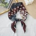 Lightweight cotton linen square scarf with vintage red and navy patchwork prints - Red Coffee (Patchwork)