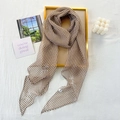 Eleganter Damenschal aus Chiffon mit braun-weißem Karomuster für den Business-Look - Gelb Grau
