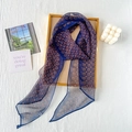 Dunkelblauer Chiffon-Halsschal mit roten geometrischen Mustern und Retro-Totem - Dunkelblau