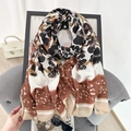Eleganter Schal mit Leopardenmuster für Damen in Erdtönen, ideal als stilvolles Reisetuch - 180*85 / Beiger Rand