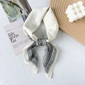 Silk cotton blend paisley print square scarf in cream with black geometric patterns - 65x65cm / Off White (Paisley)
