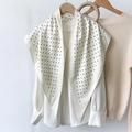 White lantern sleeve shirt with a black and white polka dot scarf on a wooden hanger - Polka Dot Print (TBSJJ07) / 87*130CM / White