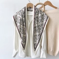 Elegant white silk shirt styled with a vintage horse print twill scarf on a hanger - Horse Head Pattern (TBSJJ12) / 87*130CM / White