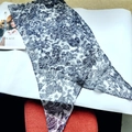 Long pure silk scarf with vintage blue paisley pattern on white chiffon fabric - Blue and White Porcelain