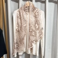 Polka dot silk scarf in beige with lightweight sheer texture and pointed ends - Camellia Light Coffee