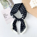 Classic black and white polka dot silk blend neck scarf tied in a stylish bow - 65x65cm / Black (Patchwork Polka Dot)