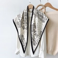 Classic black and white paisley print silk-like triangle shawl styled on a white shirt - Paisley Pattern (TBSJJ05) / 87*130CM / White