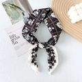 Silk cotton blend square scarf with vintage brown horse print and plaid pattern - 65x65cm / Brown (Horse Head Argyle)