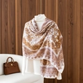 Elegant vintage paisley print scarf in cream and brown, stylish beach shawl for women - 180x85cm / Beige Paisley (LM329-3)