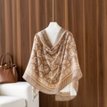 Elegant earth-toned scarf with baroque coin patterns and vintage scroll design - 180x85cm / Yellow Coin Pattern (LM334-2)